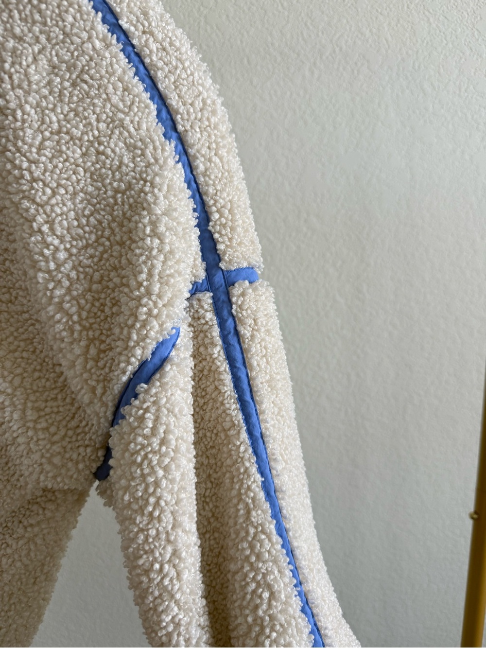 saltwater LUXE Cream Sherpa Jacket with Blue Trim - Picture 3 of 3